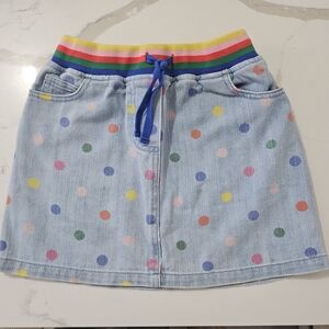 Mini Boden Denim Skirt with Rainbow Waistband